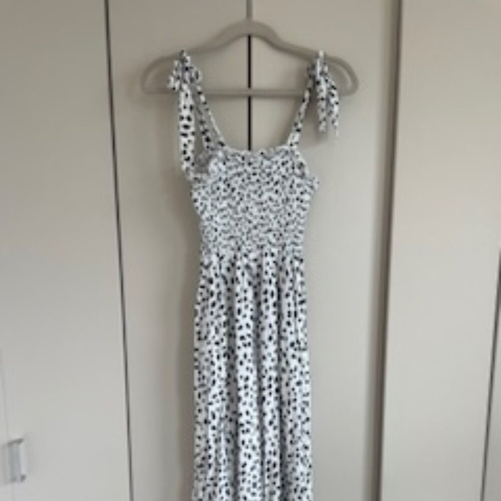 Summer Tie Straps Polka Dot Midi Dress